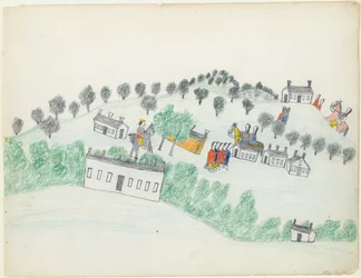 Dibujo a lápiz y crayón de Fort Sill